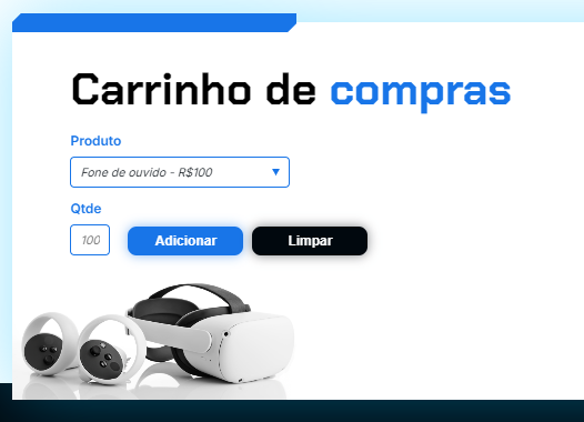 Landing page Carrinho Compras